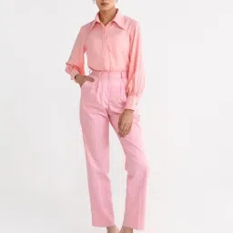 Qua Salmon Pink Long-Collared Bishop Shirt image 2