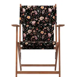 Chumbak Bistro Palampore Floral Grey Wood Folding Chair image 2