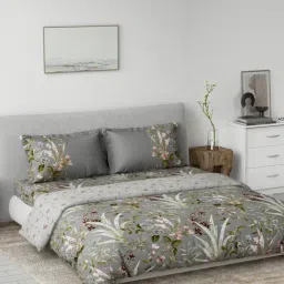 DDecor Blue Cotton Floral Primary Collection King Bedsheet & Quilt with 2 Pillow Covers-image-48