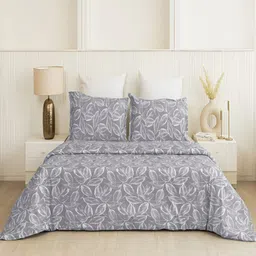HOMEMONDE Grey Printed 210TC Cotton Double Bed Duvet Cover With Corner Ties-picture-15