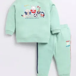 Dollar Kids Green Embroidered Full Sleeves T-Shirt with Joggers-image-46