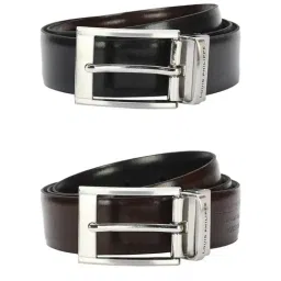 Louis Philippe Black & Brown Leather Reversible Belt for Men-picture-41