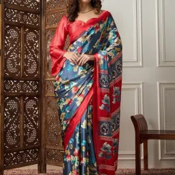 Saree Mall Grey Printed Sarees With Unstitched Blouse-picture-35