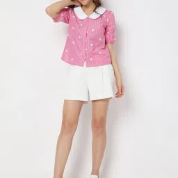 Vero Moda Pink & White Striped Shirt image 4
