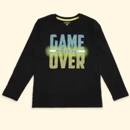 Pantaloons Junior Black Cotton Printed Full Sleeves T-Shirt-image-96
