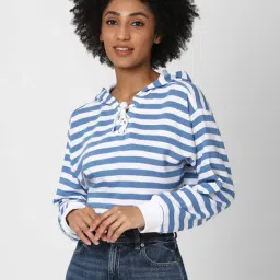 Forever 21 Blue & White Striped Sweatshirt-image-33