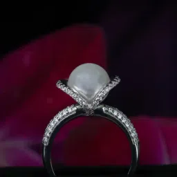 ornate jewels 925 Silver Freshwater Pearl and American Diamond Halo Ring for Women & Girls-picture-16