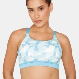 Zelocity by Zivame Blue & White Printed Sports Bra-picture-26