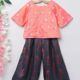 Many Frocks Kids Orange & Black Printed Top with Plazzo-picture-18