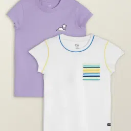 XY Life Kids White & Purple Cotton Printed T-Shirt (Pack of 2)-picture-14