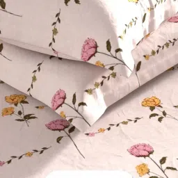KOPA California Pink Microfibre Floral 150 TC Double Flat Bedsheet & Comforter with 2 Pillow Covers image 4