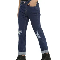 Forever 21 Dark Blue Distressed Jeans image 3