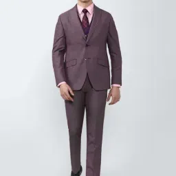 Peter England Elite Purple Slim Fit Three Piece Suit-image-35