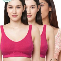 Inner Sense Fuchsia & Pink Floral Print Full Coverage Bra - Pack of 3-picture-22