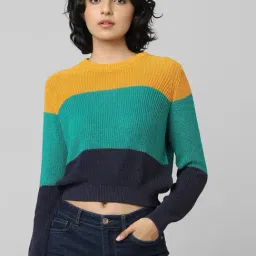 Only Multicolor Cotton Color-Block Pullover-picture-36