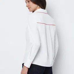 Vero Moda White & Red Cotton Shirt image 2