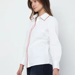 Vero Moda White & Red Cotton Shirt image 3