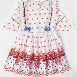 Bella Moda Kids White Printed Fit & Flare Dress-image-57