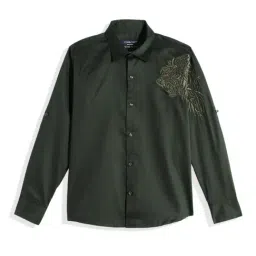 Charchit Boys Dark Green Comfort Fit Shirt-image-96