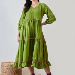 The Kaftan Company Green Polyester SolidDress-picture-48
