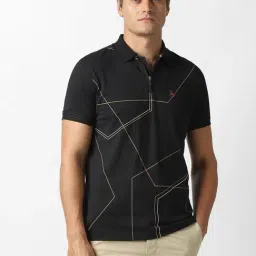 Van Heusen Black Regular Fit Printed T-Shirt-image-2