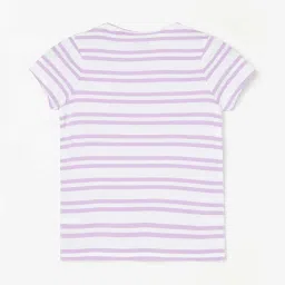 Fame Forever by Lifestyle Kids White & Lilac Cotton Striped T-Shirt image 2
