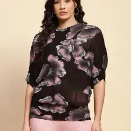 Global Republic Black Regular fit Floral Top-image-14