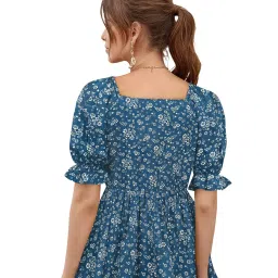 KERI PERRY Teal Floral Print Top image 2