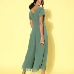 Miss Chase Light Green Embellished Jumpsuit image 2