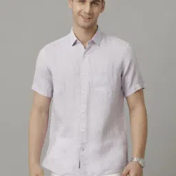 Linen Club Purple Linen Regular Fit Shirt-picture-11