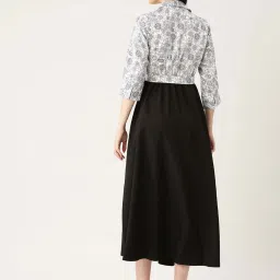 Deewa Black & White Floral Print A-Line Dress image 2