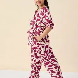 StyloBug Kids Maroon Printed Regular Jumpsuit & Dungaree image 3