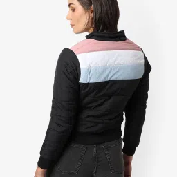 Campus Sutra Black Regular Fit Bomber Jacket image 2