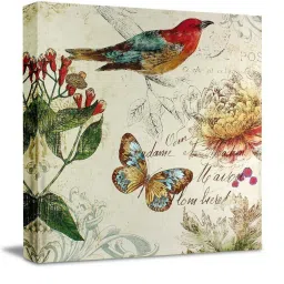 Art Street Multicolor Engineered Wood Bird & Butterfly Canvas Paintings For Wall Art image 2