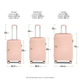 Nasher Miles Bruges Hard-Sided Polypropylene Luggage Set of 3 Peach Trolley Bags (55, 65 & 75 cm) image 2