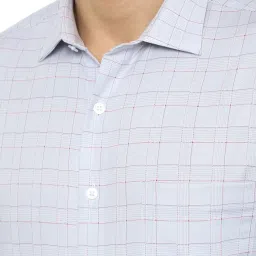 Louis Philippe Blue Cotton Slim Fit Checks Shirt image 4