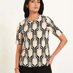 Annabelle by Pantaloons Off White & Black Geometric Top-picture-49