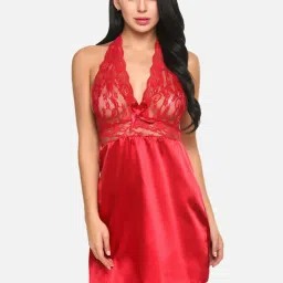 fims FIMS: Fashion is my Style Fuchsia & Red Lace Work Babydoll With Thong image 2