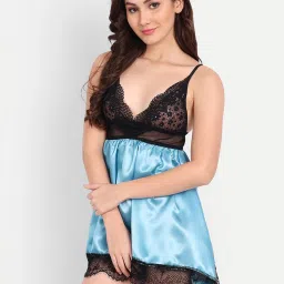 fims FIMS: Fashion is my Style Blue & Red Lace Work Babydoll With Thong image 2