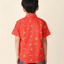 Fabindia Kids Red Printed Shirt image 2