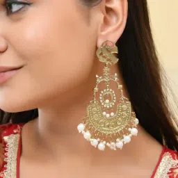 VOJ Copper Plated Designer Long Drop Earrings image 2