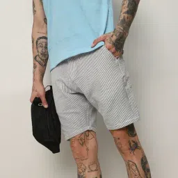 Campus Sutra Grey Regular Fit Striped Shorts-image-18