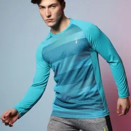 Campus Sutra Blue Regular Fit Printed Sports T-Shirt image 3