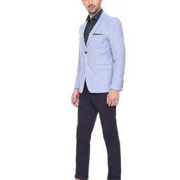 Louis Philippe Sport Sky Blue Cotton Slim Fit Self Pattern Blazer image 3