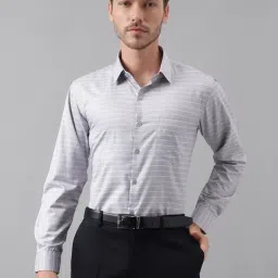 English Navy Grey Slim Fit Check Shirt-image-90