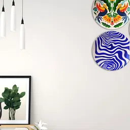 THE QUIRKY HOME 3-Pcs Blue & Yellow Bare Beauty Printed Ceramic Wall Plates-picture-12