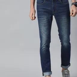 WROGN Men Blue Slim Fit Mid-Rise Clean Look Stretchable Jeans-picture-23