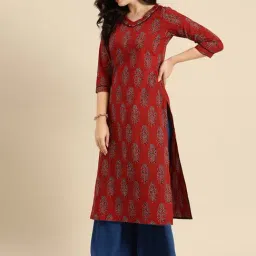 Rajnandini Maroon Printed Straight Kurta image 3
