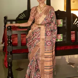 Saree Mall Brown Woven Saree With Unstitched Blouse-image-26