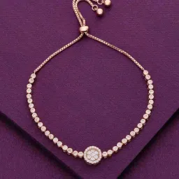 Kai Jewel Sterling Silver Rose Gold Shining Diva Diamond Adjustable Bracelet-image-71